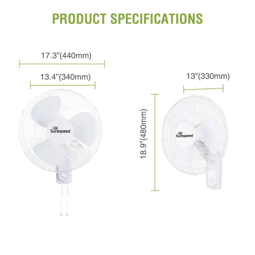 US Stock SureSpeed 16" Wall Mout Fan 120V