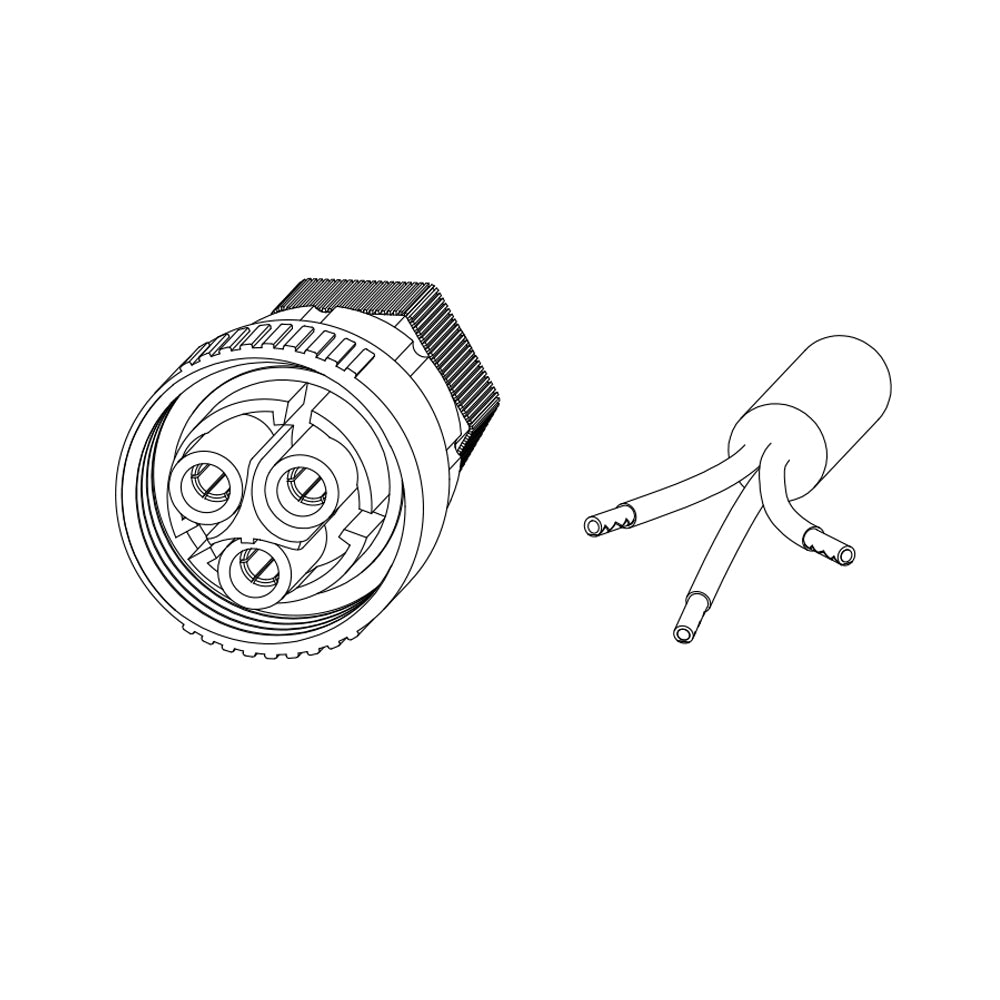 LED Fixture 10-FT / 3m AC Power Cable, Pigtail, Max 480VAC