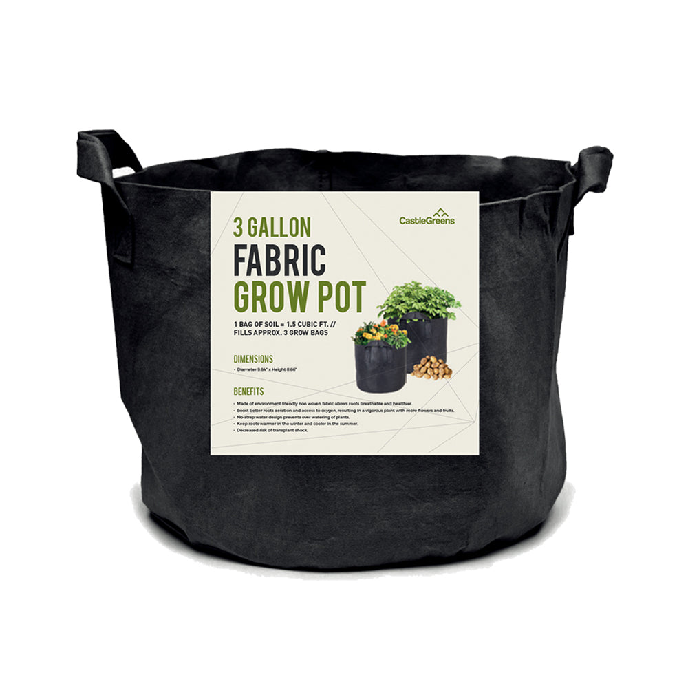 CastleGreens Premium Black 10 Gallon Fabric Grow Pot w/Handles